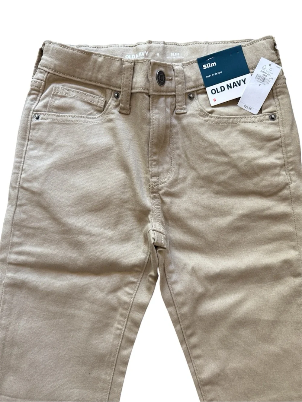 Old Navy Boys' Slim-Fit 360 Stretch Five-Pocket Pants Khaki School Casual Size 8
